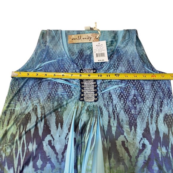 NWT Women's World Unity Light Blue & Green Tank Top - Picture 8 of 13